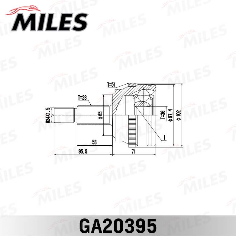 ШРУС наружный RENAULT MASTER 19D28D 98 с ABS GKN 303427 GA20395 GA20395 Miles