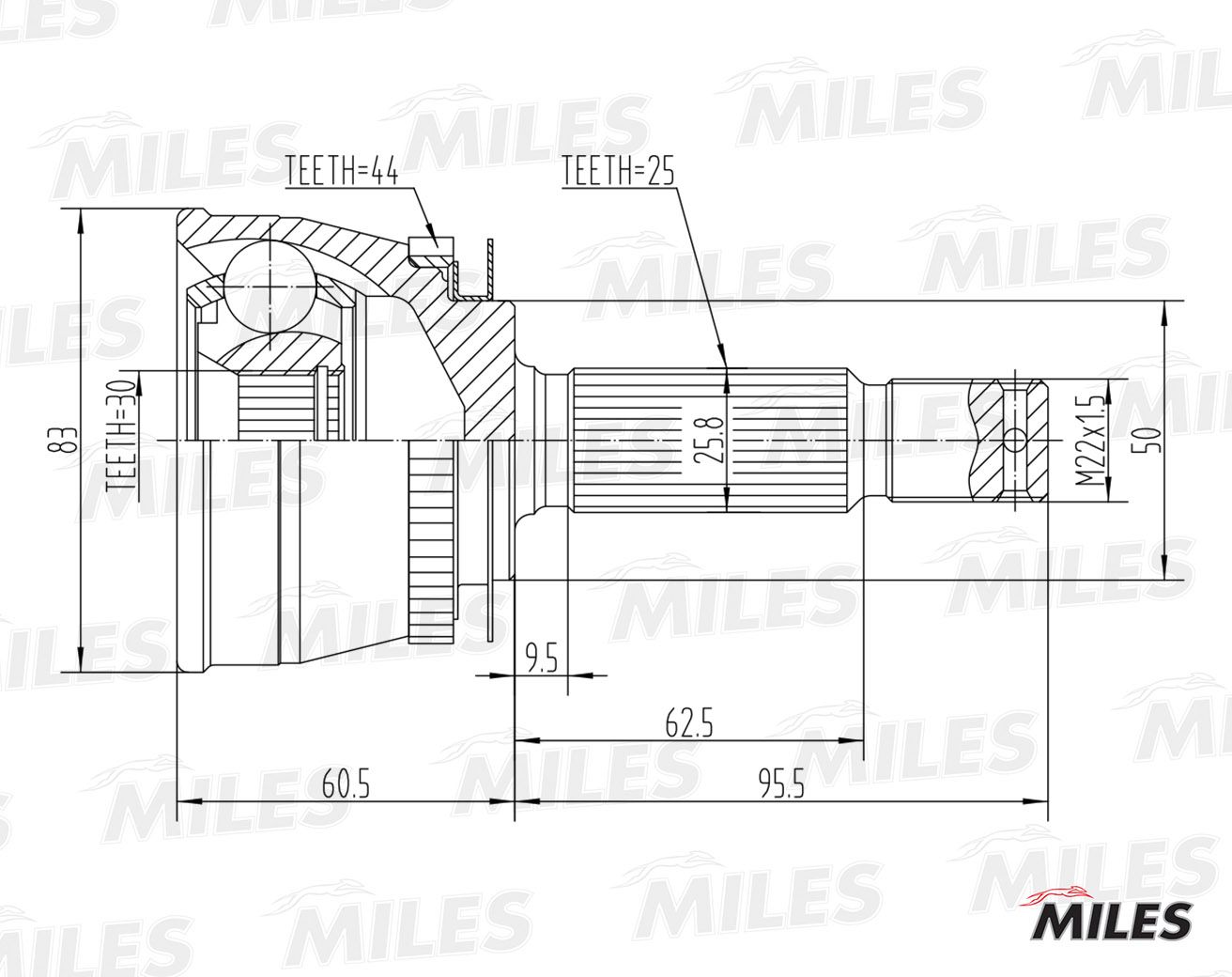 ШРУС наружный комплект HYUNDAI MATRIX GA20552 Miles