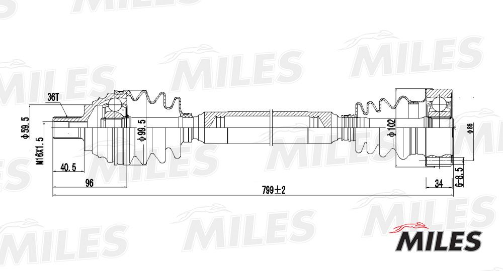 Приводной вал GC02002 Miles