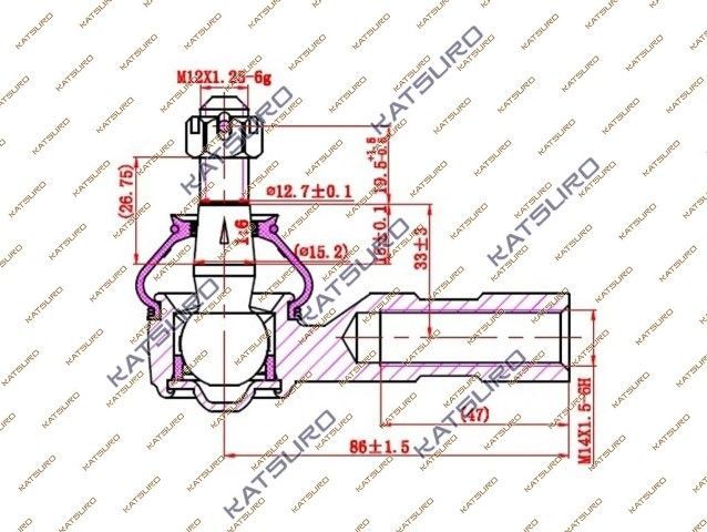 Наконечник рулевой тяги TOYOTA Camry 1986- kat09126toy Katsuro