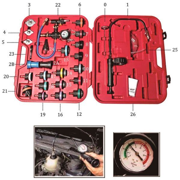 Набор для тестирования давления в радиаторе многофункциональный в кейсе 27 предметов JTC 1 jtc4842a Jtc