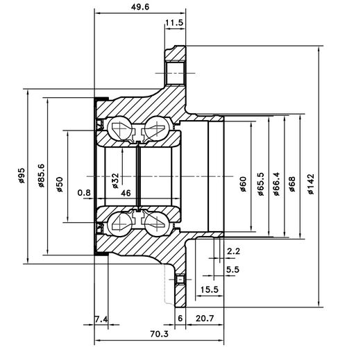 Ступица с подшипником задняя Z89376R Zikmar