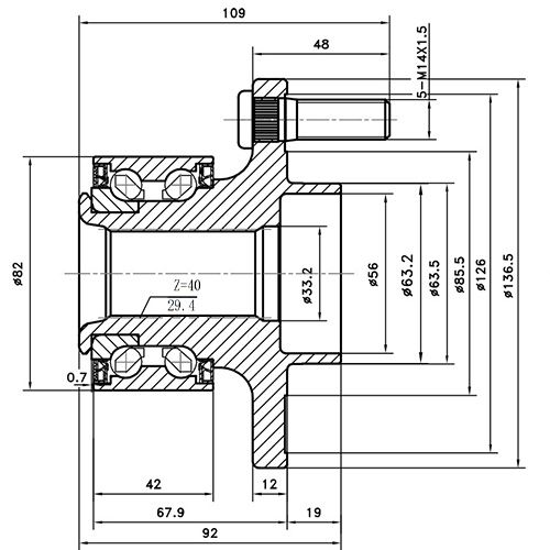 Ступица передняя в сборе с подшипником S-Max, Galaxy (2006 - 2014) Z89406R Zikmar