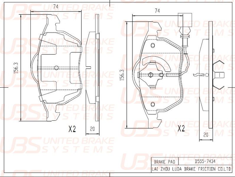 Тормозные колодкиAUDI A6 04-/08-11/A4 00-08/VW PASSAT 00-10/SKODA SUPERB 03-08 перед. b1102001 UBS