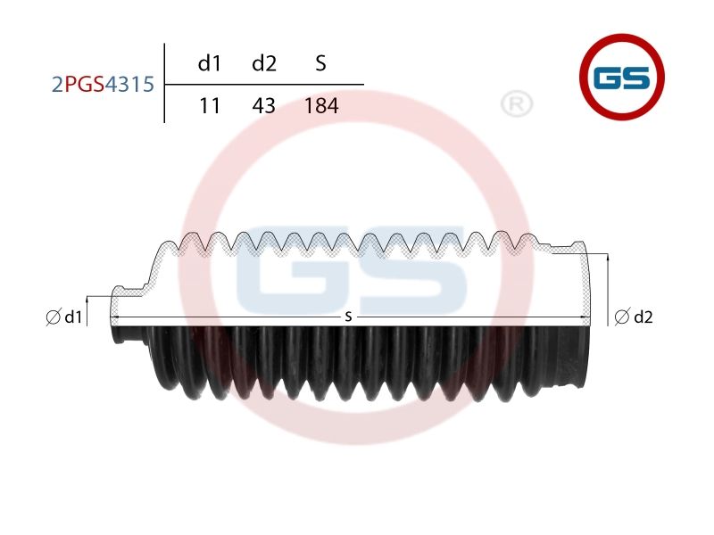 Пыльник рулевой рейки размер: 11x43x184 2pgs4315 GS