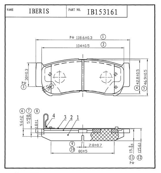 Колодки тормозные задние дисковые к-кт для Hyundai Santa Fe (CM) 2006-2012 ib153161 Iberis