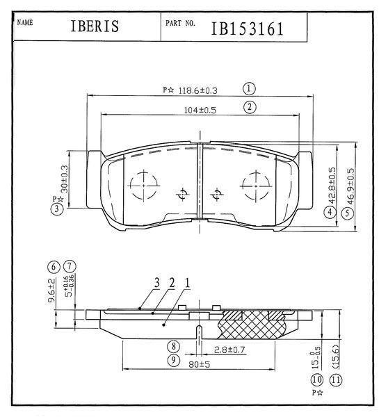 Колодки тормозные задние дисковые к-кт для Hyundai Santa Fe (CM) 2006-2012 ib153161 Iberis