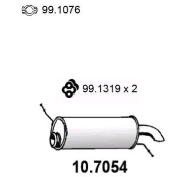 Глушитель выхлопных газов конечный 10.7054 Asso