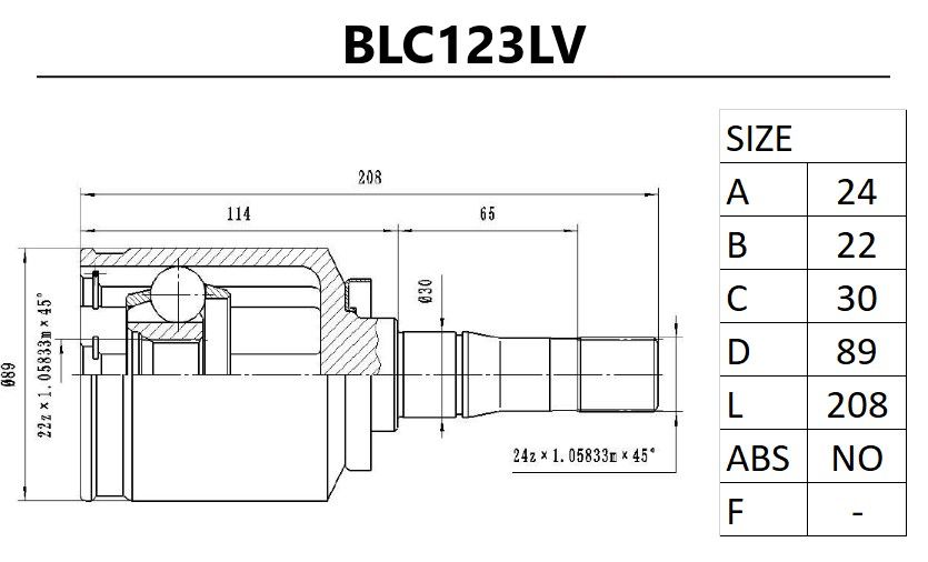 ШРУС для ВАЗ 2123 Шеви-Нива, Lada Niva 4x4 внутренний левый blc123lv B-Ring