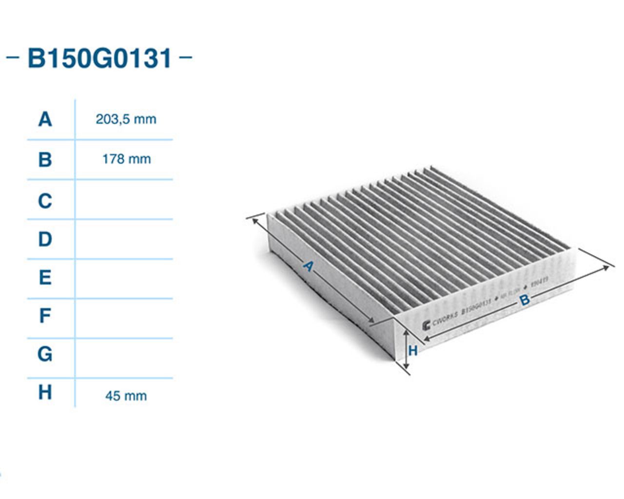 Фильтр салонный угольный MR958017 MITSUBISHI B150G0131 Cworks