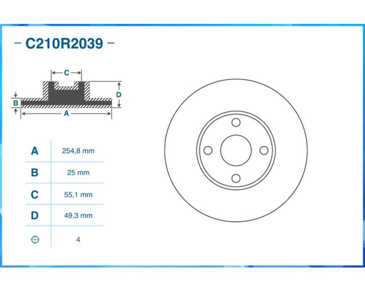 Тормозные диски передние c210r2039 Cworks