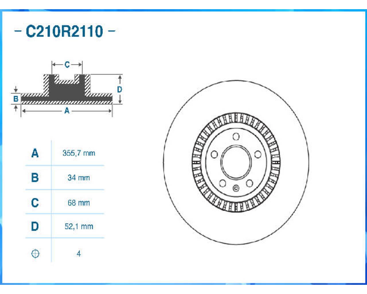 Тормозной диск передний CWORKS C210R2110 c210r2110 Cworks
