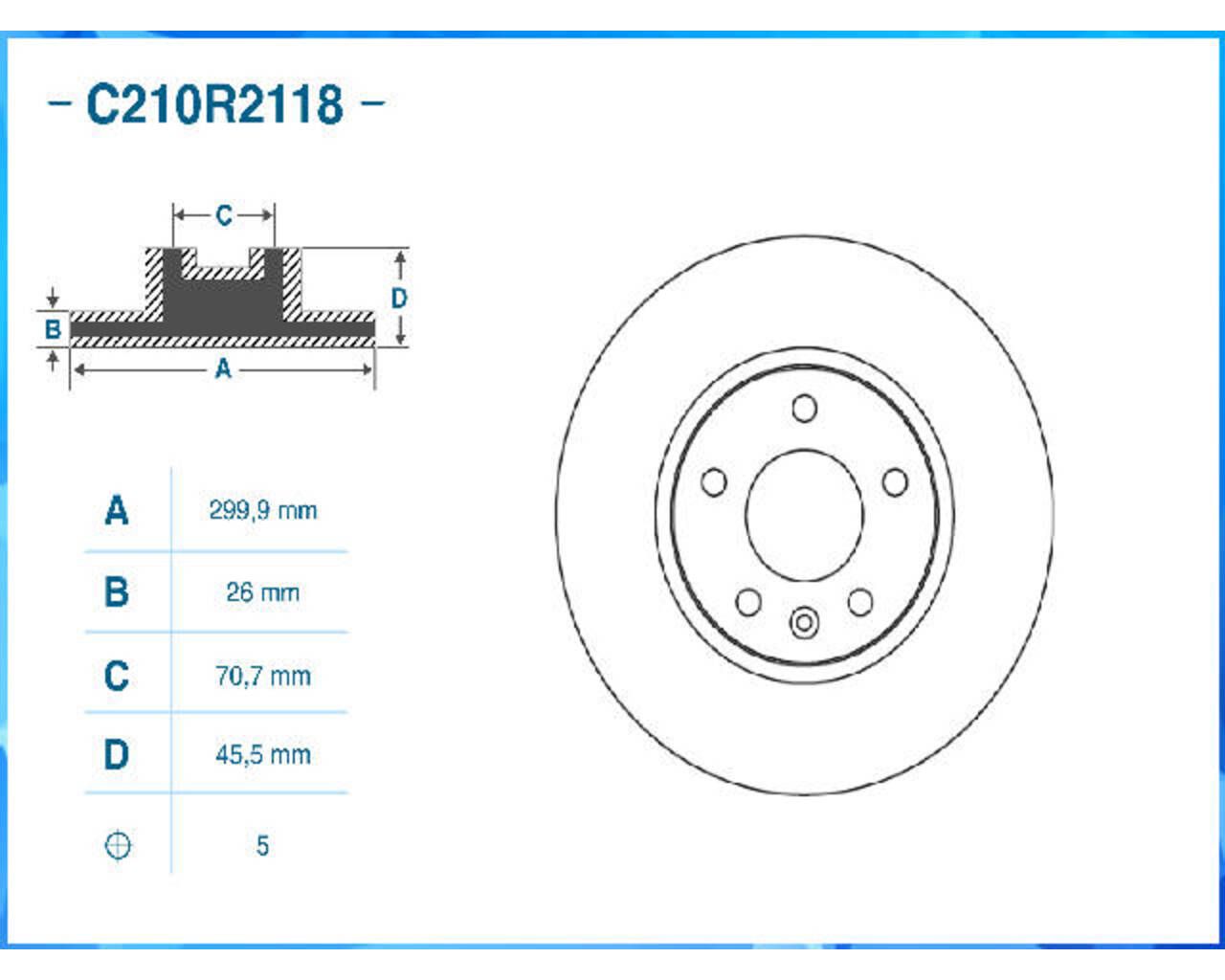 Тормозной диск передний CWORKS C210R2118 C210R2118 Cworks