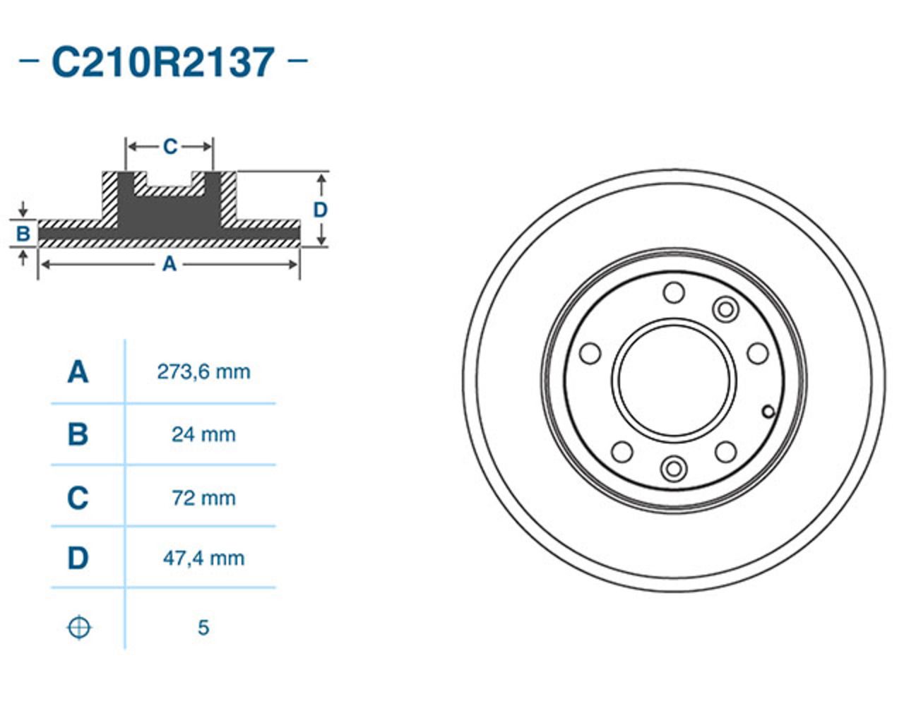 Тормозной диск передний MAZDA: 323 F VI (BJ) 6 седан (GG) ISUZU: IMPULSE C210R2137 Cworks