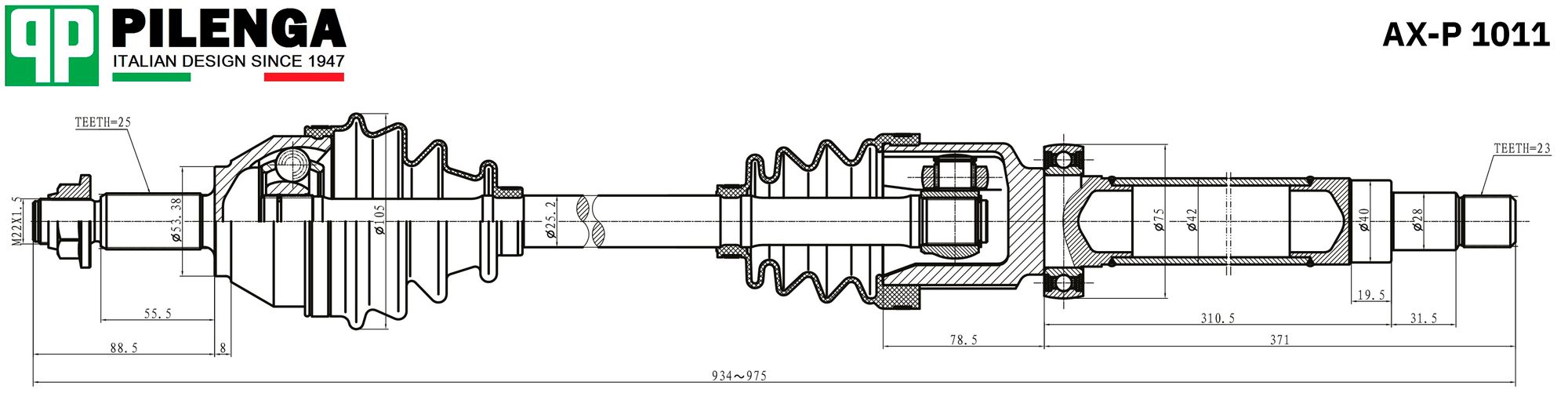 Привод правый "PILENGA" Ford Focus I 1.4-2.0 МКПП axp1011 Pilenga