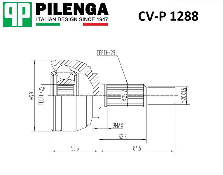 ШРУС передний внешний левый, правый LARGUS CVP1288 Pilenga