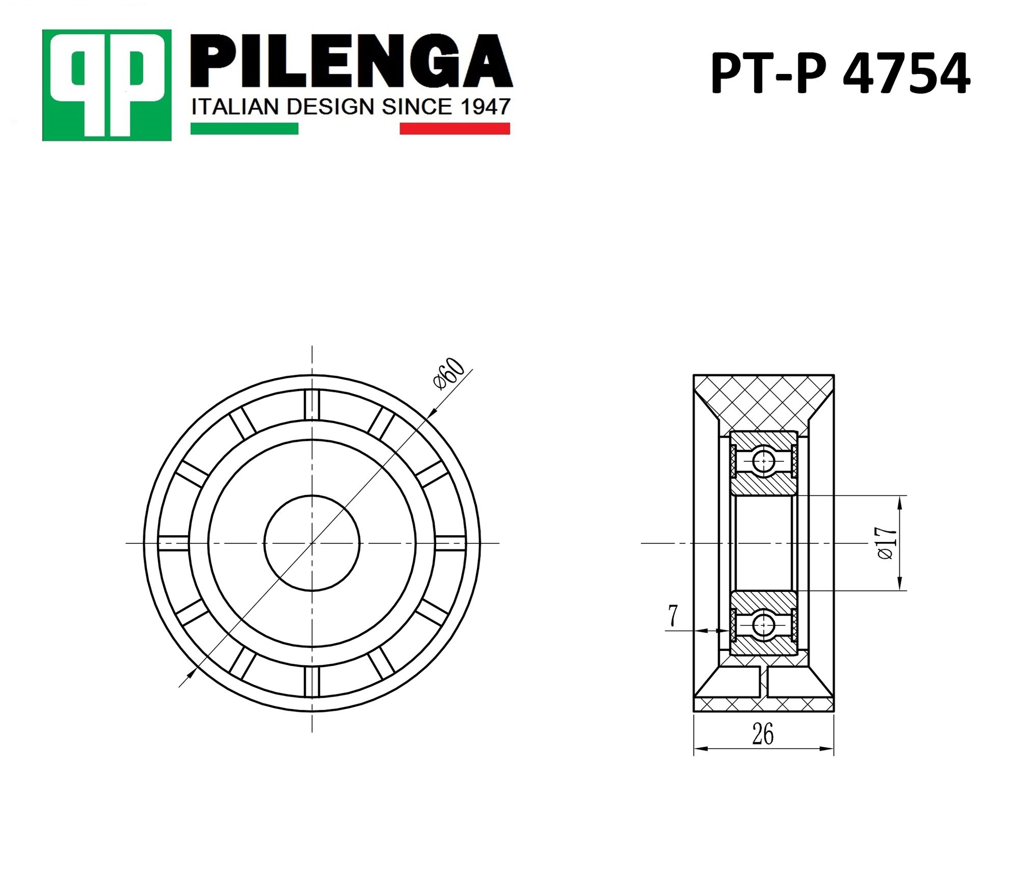 Ролик натяжителя ремня вспомогательных агрегатов ptp4754 Pilenga