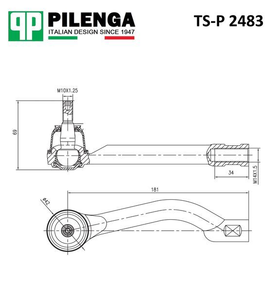 Рул.наконечник лев.NISSAN QASHQAI I TSP2483 Pilenga