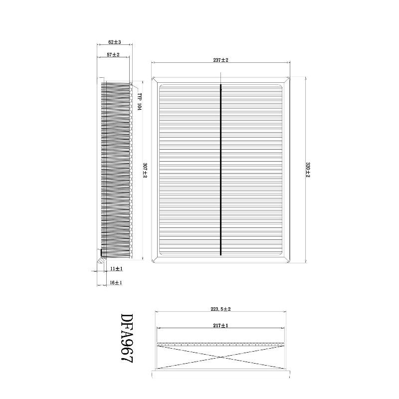 Фильтр воздушный LC150, LX460 1GRFE/1URFE 09> dfa967 Double Force