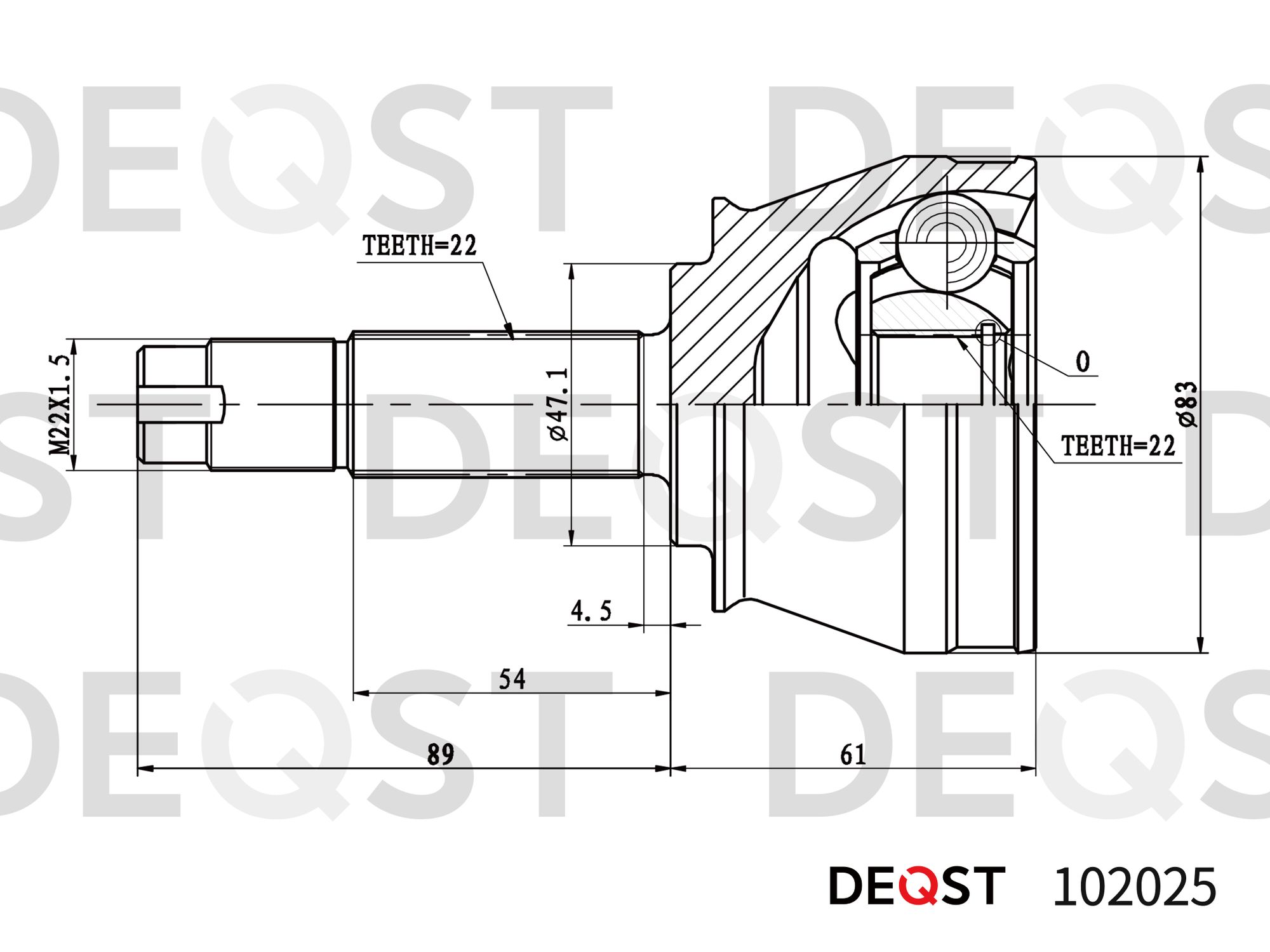 ШРУС наружний FIAT ALBEA 2003- 102025 DEQST