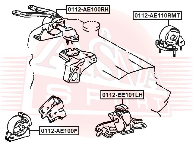 Опора КПП левая для Toyota Corolla E10 1992-1997 0112ee101lh Asva