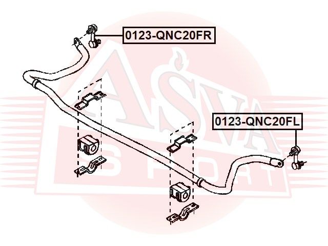 Тяга стабилизатора передняя левая 0123qnc20fl Asva