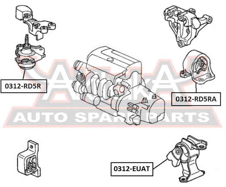 Опора двигателя правая для Honda CR-V 2002-2006 0312rd5r Asva