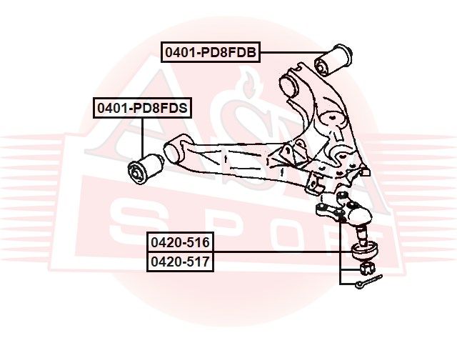 Сайлентблок рычага подвески 0401pd8fds Asva