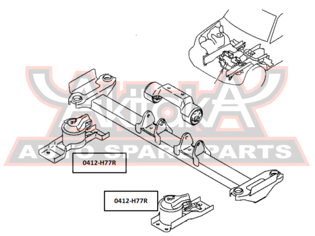 Подушка двигателя задняя MITSUBISHI Pajero PININ/IO H61W-H77W 1999-2005 0412h77r Asva