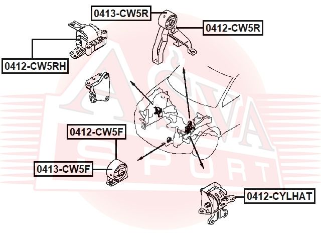 Сайлентблок опоры двигателя 0413CW5R Asva