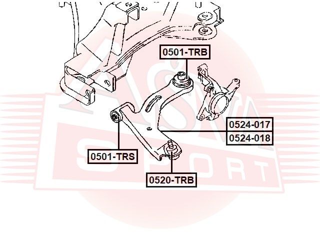 Сайлентблок переднего рычага задний для Mazda Tribute (EP) 2000-2007 0501TRB Asva