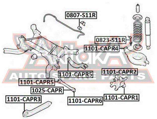 Сайлентблок заднего прод. рычага передн. для Chevrolet Captiva (C100) 2006-2010 1101CAPR3 Asva