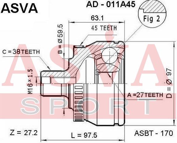 Шарнирный комплект AD011A45 Asva