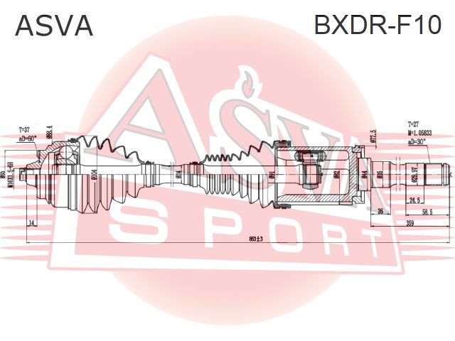 Приводной вал передний R bxdrf10 Asva