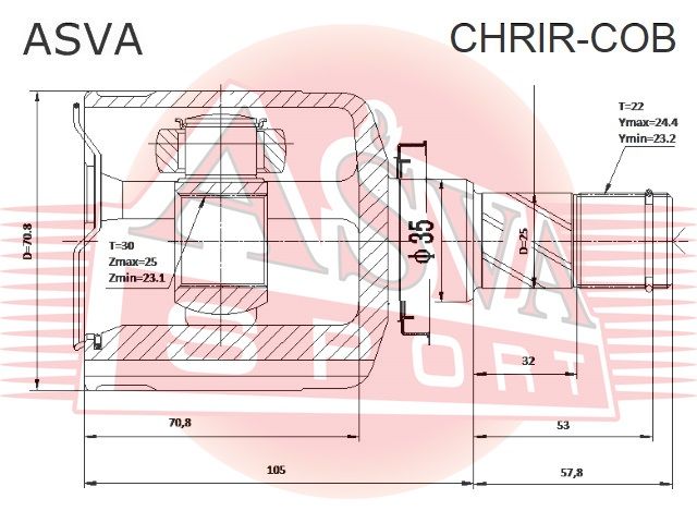 ШРУС внутренний, правый (АКПП) CHRIRCOB Asva