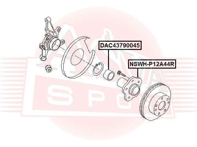 Подшипник задней ступицы для Nissan X-Trail (T30) 2001-2006 DAC43790045 Asva