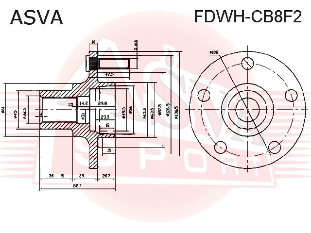 Ступица колеса fdwhcb8f2 Asva