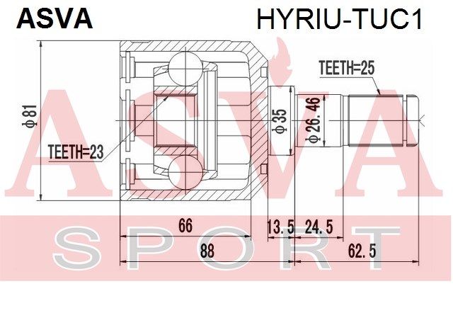 ШРУС внутренний задний для Hyundai Tucson 2004-2010 HYRIUTUC1 Asva