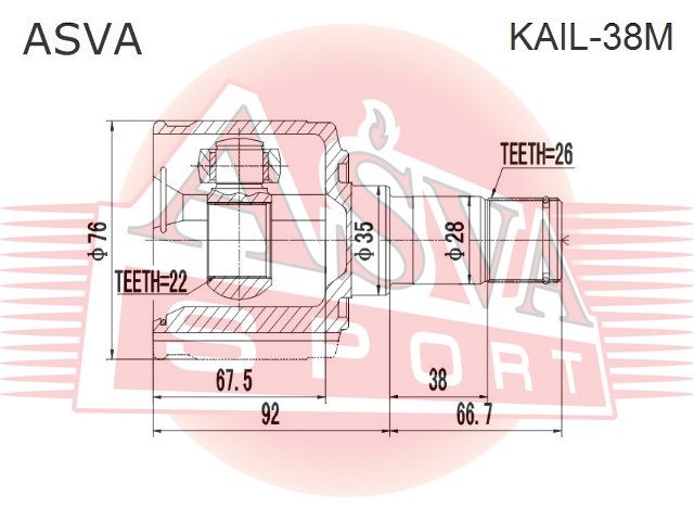 Пыльник ШРУСа внутр. пер для Nissan Tiida (C11) 2007-2014 KAIL38M Asva