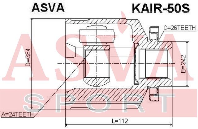 Шарнирный комплект KAIR50S Asva