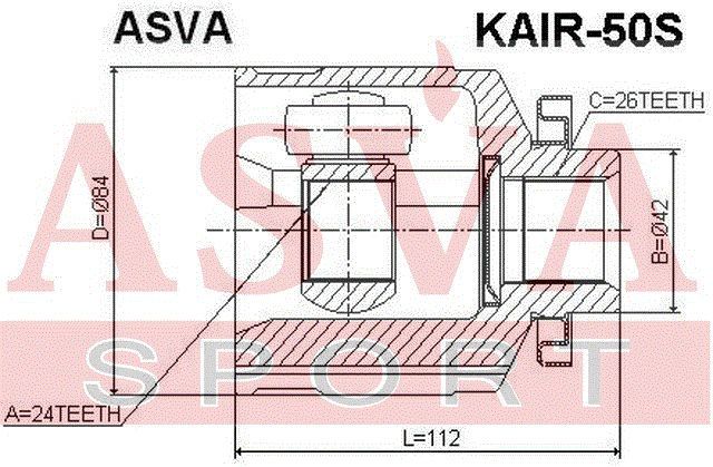 Шарнирный комплект KAIR50S Asva