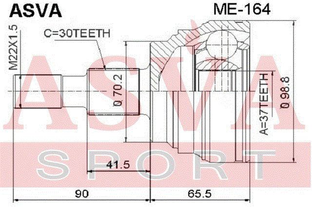 ШРУС наружный 37x70x30 [12] ME164 Asva