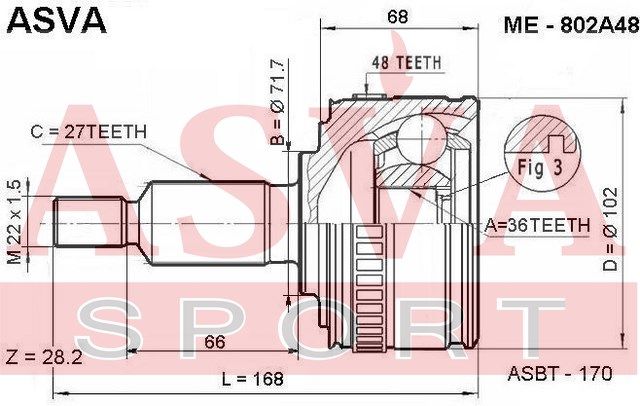 Пыльник наруж ШРУСа (к-кт) для Mercedes Benz Vito (638) 1996-2003 ME802A48 Asva