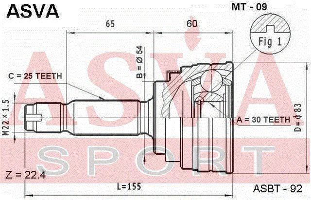 �Шарнирный комплект MT09 Asva