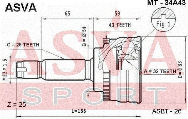 Шарнирный комплект MT34A43 Asva