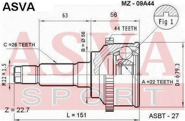 Шарнирный комплект MZ09A44 Asva