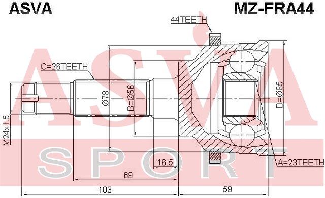 Шарнирный комплект MZFRA44 Asva