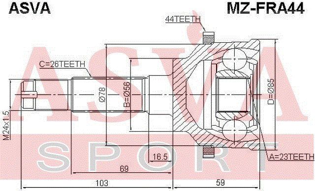 Шарнирный комплект MZFRA44 Asva