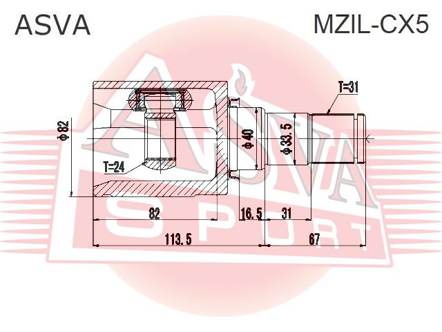 ШРУС ВНУТРЕННИЙ ЛЕВЫЙ 24x40x31 MAZDA CX-5 (2011- ) mzilcx5 Asva