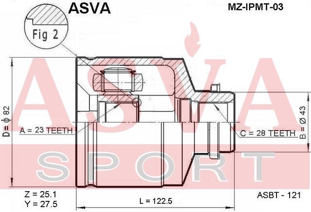 ШРУС внутренний правый 23x43x28 MZIPMT03 Asva